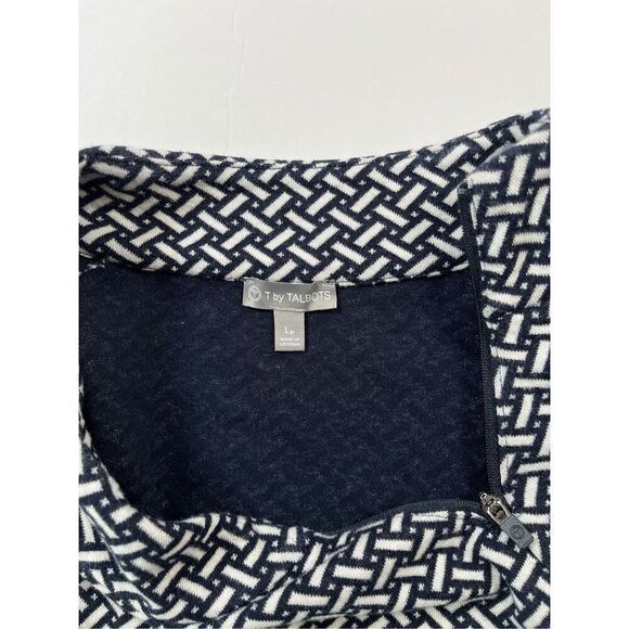 T By Talbots Asymmetrical Cross Stitch Lightweight Sweatshirt Size Large Petite - Picture 4 of 10